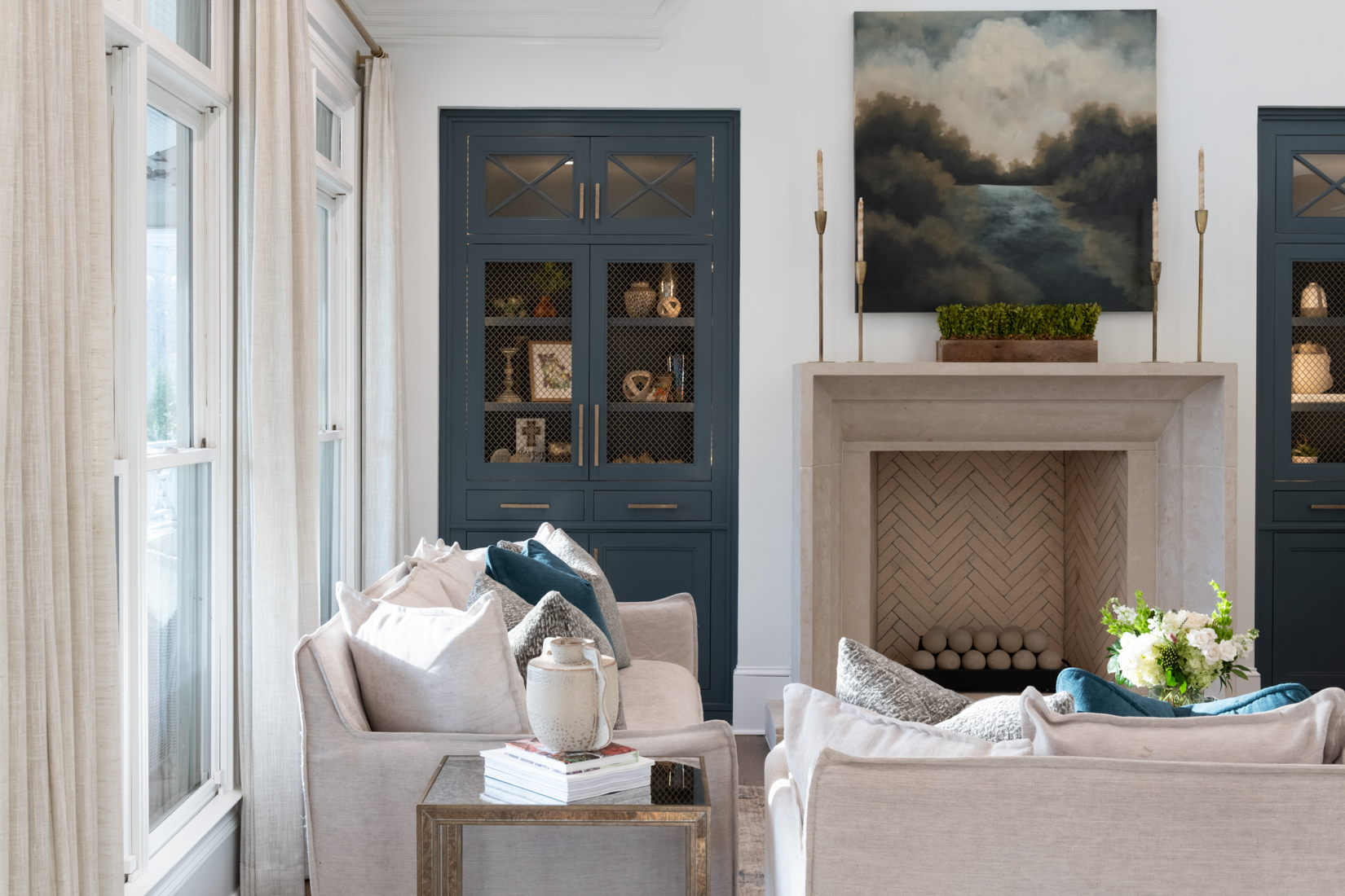 A beautifully styled living room with gathered seating and intentional design