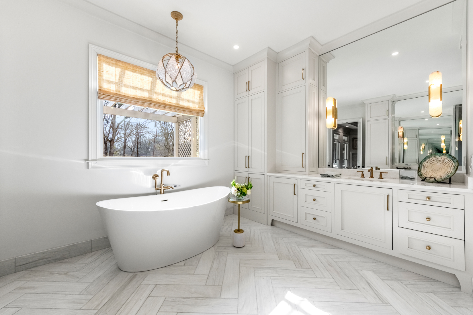 A luxurious spa bathroom with elegant fixtures and serene design